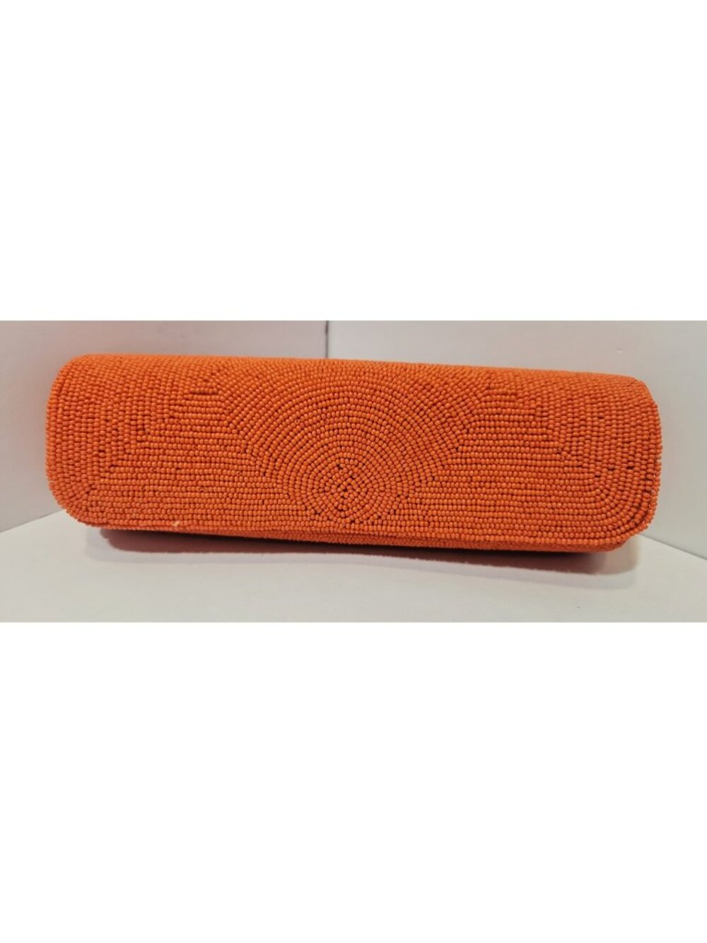 Vintage Walborg Orange Beaded Roll Style Evening Clutch 1960's Rare Unique